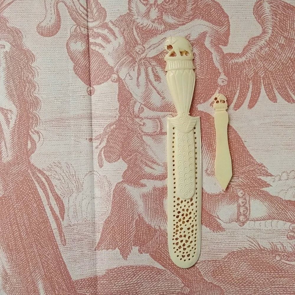 Antique ivory paper knife and bookmark